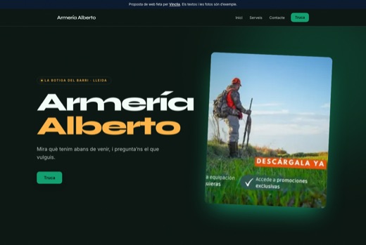 Web feta per Vinclia per a un negoci del sector: armeria